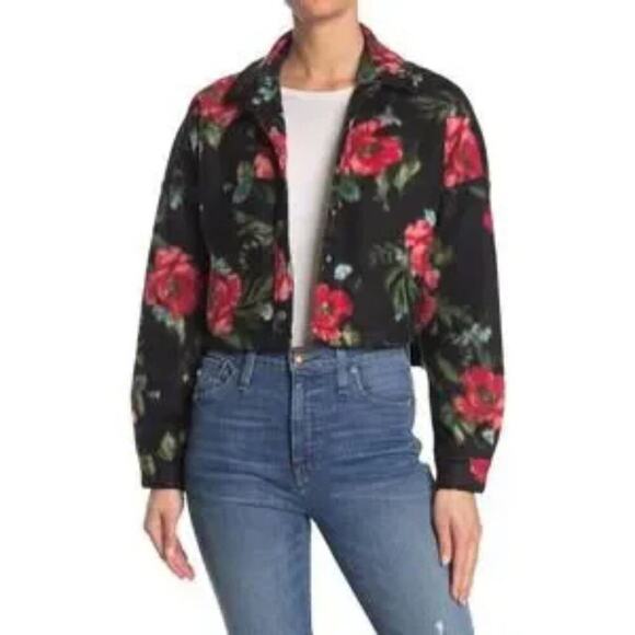 ABOUND FLORAL SOFT SNAP DOWN JACKET SIZE SMALL - Picture 1 of 8